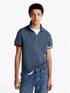 Tommy Hilfiger Slim Fit Flag Cuff Polo In Faded Indigo Heather
