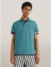 Tommy Hilfiger Slim Fit Flag Cuff Polo In Frosted Green