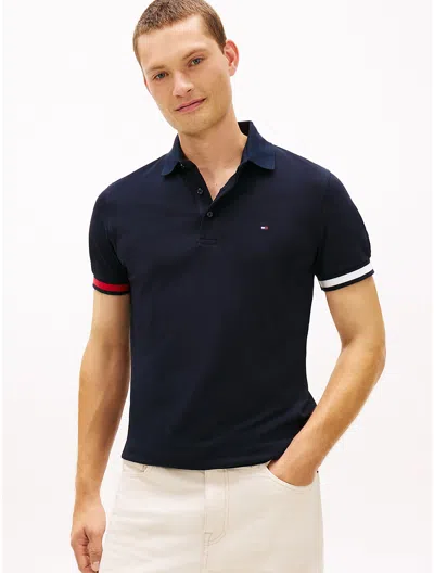 Tommy Hilfiger Slim Fit Flag Tipped Polo In Blue