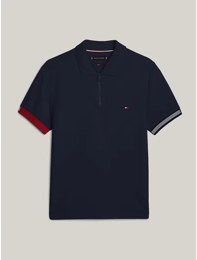 Tommy Hilfiger Slim Fit Flag Tipped Polo In Navy