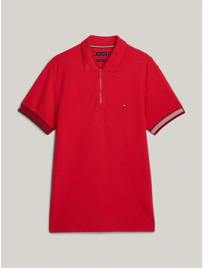 Tommy Hilfiger Slim Fit Flag Tipped Polo In Primary Red