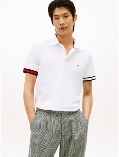 Tommy Hilfiger Slim Fit Flag Tipped Polo In White