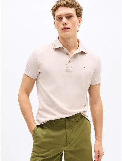 Tommy Hilfiger Slim Fit Heathered Polo In Classic Khaki