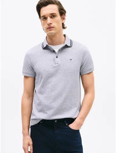 Tommy Hilfiger Slim Fit Heathered Polo In Navy