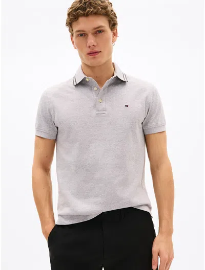 Tommy Hilfiger Slim Fit Heathered Polo In Shady Stone