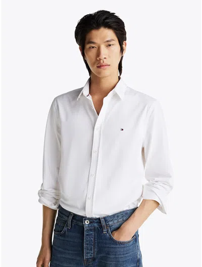 Tommy Hilfiger Slim Fit Interlock Shirt In Optic White