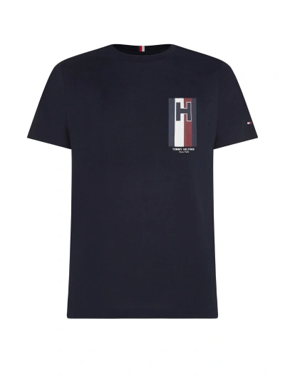 Tommy Hilfiger Slim-fit Jersey T-shirt With Logo In Desert Sky