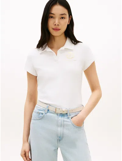 Tommy Hilfiger Slim Fit Laurel Leaf Logo Polo In White