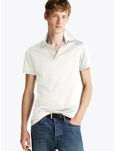 Tommy Hilfiger Slim Fit Mercerized Cotton Polo In Ecru