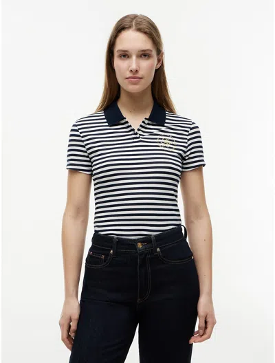 Tommy Hilfiger Slim Fit Metallic Script Monogram Polo In Multi