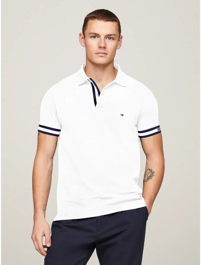 Tommy Hilfiger Slim Fit Monotype Cuff Polo In White