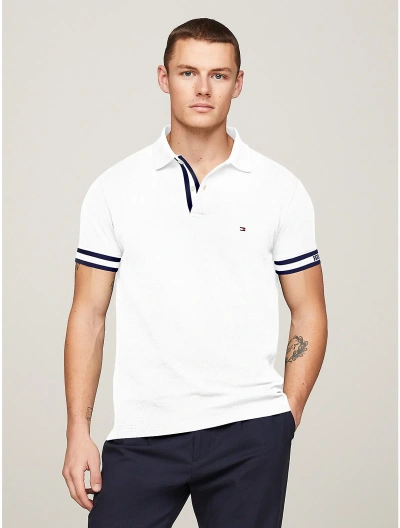 Tommy Hilfiger Slim Fit Monotype Cuff Polo In White | 