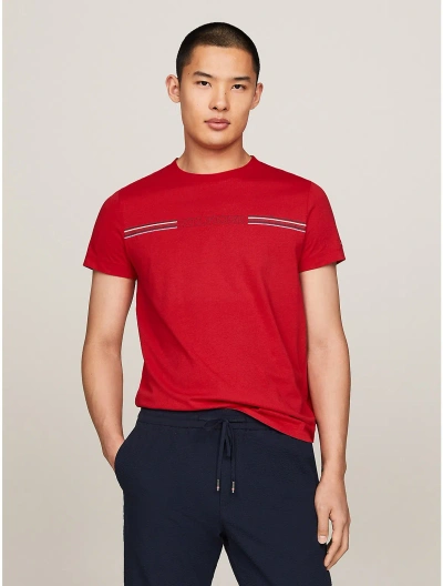Tommy Hilfiger Slim Fit Monotype Stripe T In Priamry Red