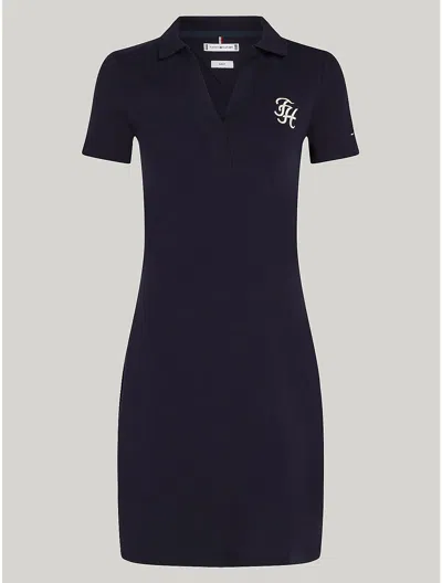Tommy Hilfiger Slim Fit Open Placket Polo Dress In Navy