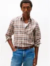 Tommy Hilfiger Slim Fit Plaid Poplin Shirt In Brown