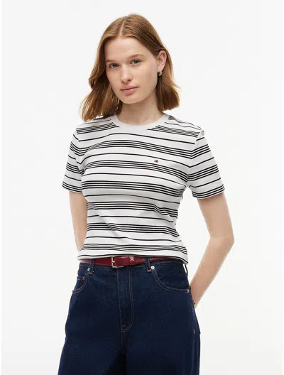 Tommy Hilfiger Slim Fit Ribbed Crewneck T In Black