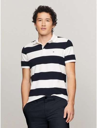 Tommy Hilfiger Slim Fit Rugby Stripe Polo In White