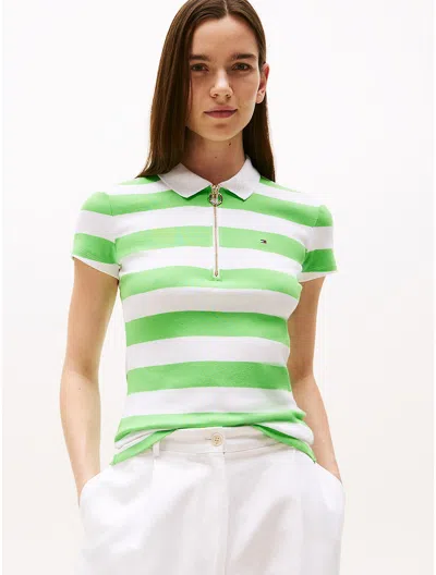 Tommy Hilfiger Slim Fit Rugby Stripe Zip Polo