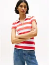 Tommy Hilfiger Slim Fit Rugby Stripe Zip Polo In White