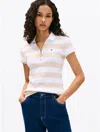 Tommy Hilfiger Slim Fit Rugby Stripe Zip Polo In Classic Beige