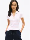 Tommy Hilfiger Slim Fit Rugby Stripe Zip Polo In Light Pink