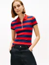 Tommy Hilfiger Slim Fit Rugby Stripe Zip Polo In Multi
