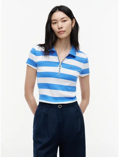 Tommy Hilfiger Slim Fit Rugby Stripe Zip Polo In Multi