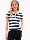Tommy Hilfiger Slim Fit Rugby Stripe Zip Polo In Navy