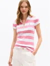 Tommy Hilfiger Slim Fit Rugby Stripe Zip Polo In Pink Heather