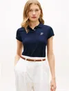 Tommy Hilfiger Slim Fit Script Monogram Stretch Polo In Blue