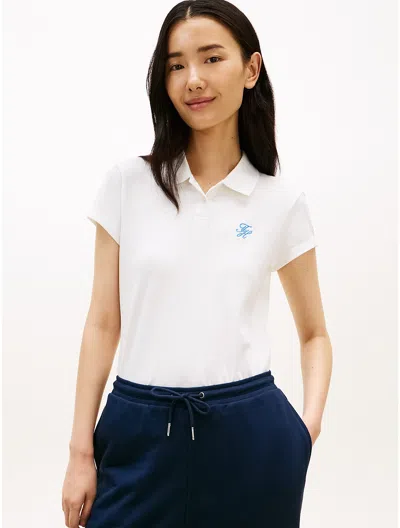 Tommy Hilfiger Slim Fit Script Monogram Stretch Polo In Neutral