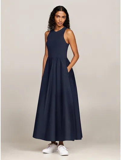 Tommy Hilfiger Slim Fit Sleeveless Midi Dress In Navy | ModeSens