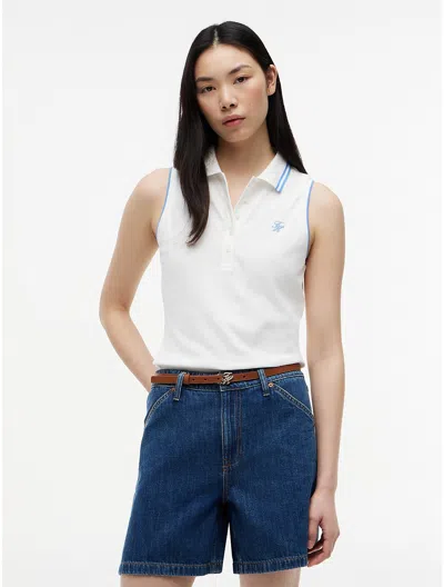 Tommy Hilfiger Slim Fit Sleeveless Script Monogram Polo In White