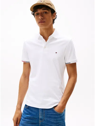 Tommy Hilfiger Slim Fit Smooth Cotton Interlock Polo In White