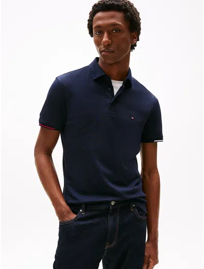 Tommy Hilfiger Slim Fit Smooth Cotton Interlock Polo In Blue