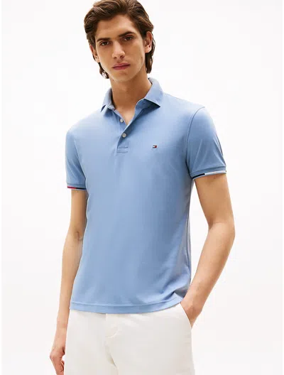 Tommy Hilfiger Slim Fit Smooth Cotton Interlock Polo In Blue