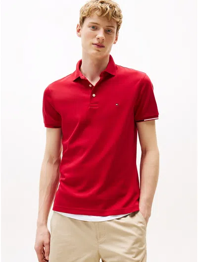 Tommy Hilfiger Slim Fit Smooth Cotton Interlock Polo In Red