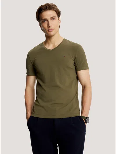 Tommy Hilfiger Slim Fit Solid V In Army Green