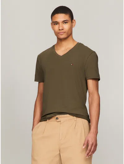 Tommy Hilfiger Slim Fit Solid V In Army Green