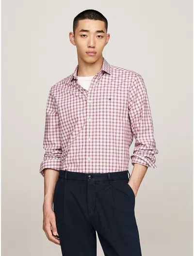 Tommy Hilfiger Slim Fit Stretch Cotton Check Shirt In Pink