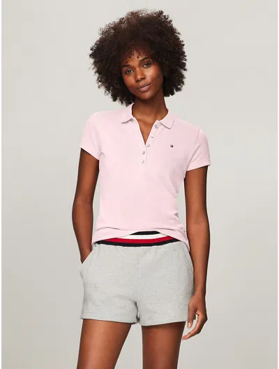 Tommy Hilfiger Slim Fit Stretch Cotton Polo In Cradle Pink