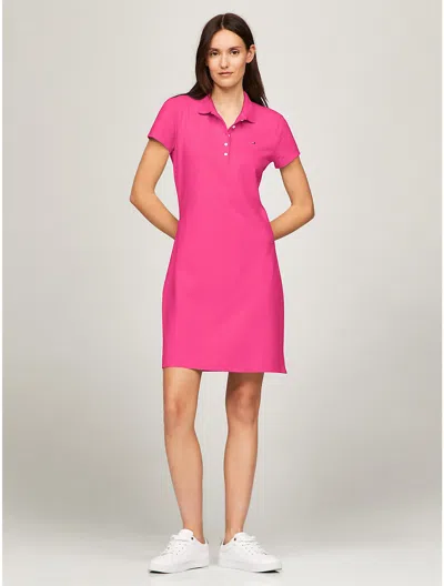 Tommy Hilfiger Slim Fit Stretch Cotton Polo Dress In Pink Passion