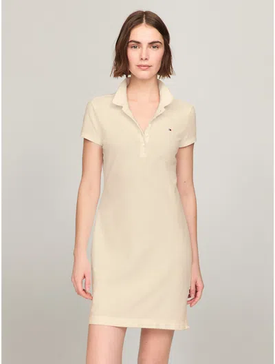Tommy Hilfiger Slim Fit Stretch Cotton Polo Dress In Tea Biscuit