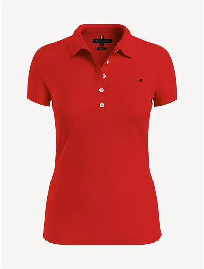 Tommy Hilfiger Slim Fit Stretch Cotton Polo In Haute Red