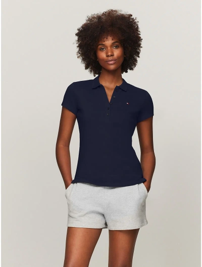 Tommy Hilfiger Slim Fit Stretch Cotton Polo In Navy