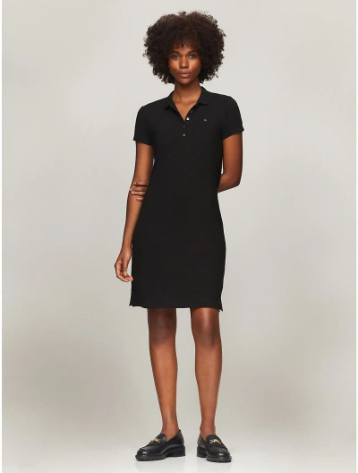 Tommy Hilfiger Slim Fit Stretch Cotton Short Polo Dress In Black