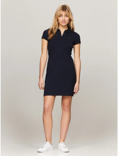 Tommy Hilfiger Slim Fit Stretch Cotton Short Polo Dress In Navy