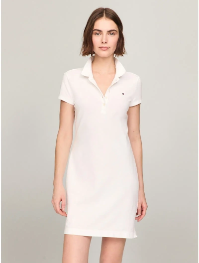 Tommy Hilfiger Slim Fit Stretch Cotton Short Polo Dress In Optic White Th