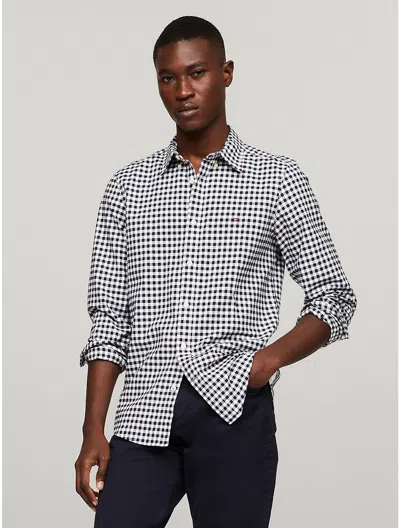 Tommy Hilfiger Slim Fit Stretch Gingham Oxford Shirt In Navy