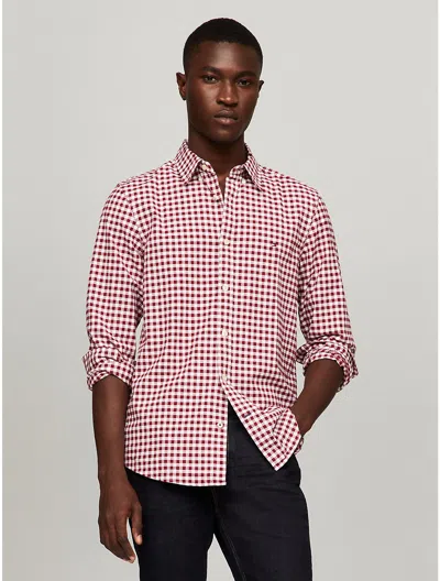 Tommy Hilfiger Slim Fit Stretch Gingham Oxford Shirt In Rouge